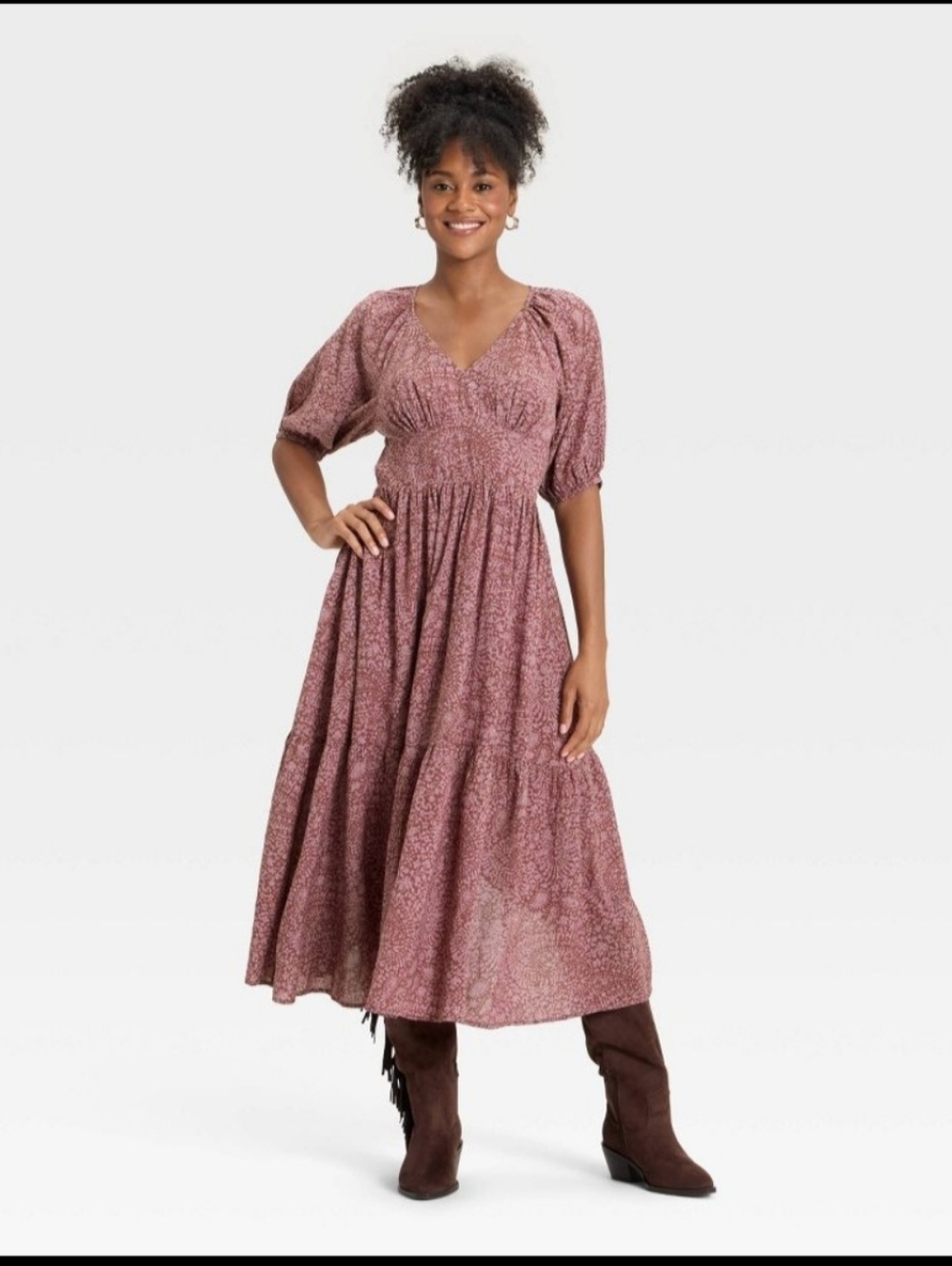 Women's Puff Elbow Sleeve Maxi A-Line Dress - Universal Thread